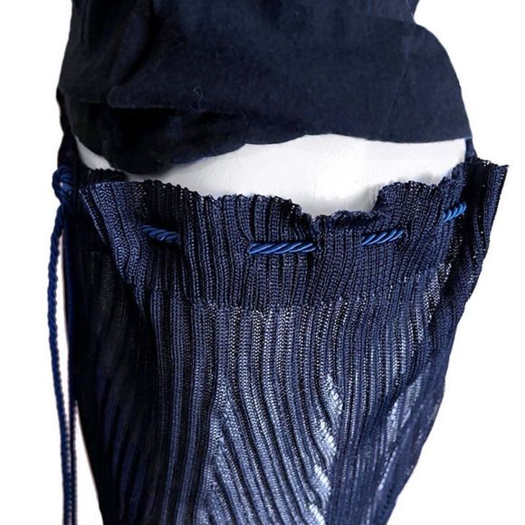 HELEN RODEL Epifania Navy Ribbed Knit Drawstring Bermuda Shorts NWT - Picture 4 of 12